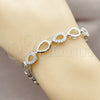 Rhodium Gold Filled Fancy Bracelet, Teardrop Design, with White Cubic Zirconia, Polished, Rhodium Finish, 03.283.0590.07 (Thickness, 8 Inches Length)
