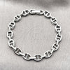 Rhodium Gold Filled Fancy Bracelet, Puff Mariner Design, with White Micro Pave, Polished, Rhodium Finish, 03.283.0033.1.07 (Thickness, 7 Inches Length)
