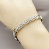 Rhodium Gold Filled Fancy Bracelet, Greek Key Design, with White Micro Pave, Polished, Rhodium Finish, 03.283.0056.1.07 (Thickness, 8 Inches Length)