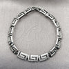 Rhodium Gold Filled Fancy Bracelet, Greek Key Design, with White Micro Pave, Polished, Rhodium Finish, 03.283.0056.1.07 (Thickness, 8 Inches Length)