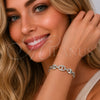 Rhodium Gold Filled Fancy Bracelet, Puff Mariner Design, with White Cubic Zirconia, Polished, Rhodium Finish, 03.283.0592.07 (Thickness, 8 Inches Length)