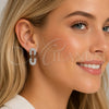 Rhodium Gold Filled Stud Earring, Paperclip Design, with White Micro Pave, Polished, Rhodium Finish, 02.283.0420