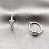 Rhodium Gold Filled Huggie Hoop, Heart Design, with White Micro Pave, Polished, Rhodium Finish, 02.310.0120.12