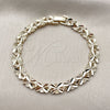 Oro Laminado Solid Bracelet, Gold Filled Style Heart Design, Diamond Cutting Finish, Golden Finish, 03.100.0076.08 (Thickness, 8 Inches Length)