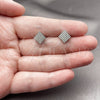 Rhodium Gold Filled Stud Earring, with White Micro Pave, Polished, Rhodium Finish, 02.100.0131.1