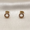 Oro Laminado Stud Earring, Gold Filled Style with White Micro Pave, Polished, Golden Finish, 02.100.0134