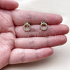Oro Laminado Stud Earring, Gold Filled Style with White Micro Pave, Polished, Golden Finish, 02.100.0136