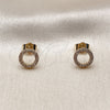 Oro Laminado Stud Earring, Gold Filled Style with White Micro Pave, Polished, Golden Finish, 02.100.0136