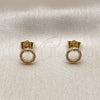 Oro Laminado Stud Earring, Gold Filled Style with White Micro Pave, Polished, Golden Finish, 02.100.0137