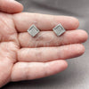 Rhodium Gold Filled Stud Earring, with White Micro Pave, Polished, Rhodium Finish, 02.100.0138.1