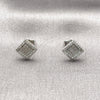 Rhodium Gold Filled Stud Earring, with White Micro Pave, Polished, Rhodium Finish, 02.100.0138.1