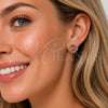 Oro Laminado Stud Earring, Gold Filled Style with White Cubic Zirconia, Polished, Golden Finish, 02.100.0139