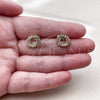 Oro Laminado Stud Earring, Gold Filled Style with White Cubic Zirconia, Polished, Golden Finish, 02.100.0140