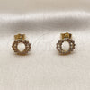 Oro Laminado Stud Earring, Gold Filled Style with White Cubic Zirconia, Polished, Golden Finish, 02.100.0140