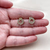 Oro Laminado Stud Earring, Gold Filled Style with White Micro Pave, Polished, Golden Finish, 02.100.0141