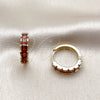 Oro Laminado Huggie Hoop, Gold Filled Style with Garnet Cubic Zirconia, Polished, Golden Finish, 02.413.0006.1.18