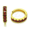Oro Laminado Huggie Hoop, Gold Filled Style with Garnet Cubic Zirconia, Polished, Golden Finish, 02.413.0006.1.18