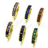 Oro Laminado Huggie Hoop, Gold Filled Style with Garnet Cubic Zirconia, Polished, Golden Finish, 02.413.0006.1.18