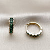 Oro Laminado Huggie Hoop, Gold Filled Style with Green Cubic Zirconia, Polished, Golden Finish, 02.413.0006.2.18