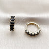 Oro Laminado Huggie Hoop, Gold Filled Style with Black Cubic Zirconia, Polished, Golden Finish, 02.413.0007.5.18