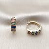 Oro Laminado Huggie Hoop, Gold Filled Style with Multicolor Cubic Zirconia, Polished, Golden Finish, 02.210.0025.1.18