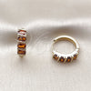Oro Laminado Huggie Hoop, Gold Filled Style with Garnet Cubic Zirconia, Polished, Golden Finish, 02.210.0025.9.18