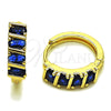 Oro Laminado Huggie Hoop, Gold Filled Style with Sapphire Blue Cubic Zirconia, Polished, Golden Finish, 02.210.0025.11.18