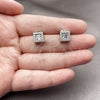 Rhodium Gold Filled Stud Earring, Cluster Design, with White Cubic Zirconia, Polished, Rhodium Finish, 02.266.0093