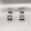 Rhodium Gold Filled Stud Earring, Cluster Design, with White Cubic Zirconia, Polished, Rhodium Finish, 02.266.0093