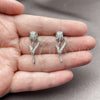 Rhodium Gold Filled Stud Earring, Flower Design, with White Cubic Zirconia, Polished, Rhodium Finish, 02.266.0094