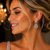 Rhodium Gold Filled Dangle Earring, Flower Design, with White Cubic Zirconia, Polished, Rhodium Finish, 02.266.0097