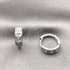 Rhodium Gold Filled Huggie Hoop, Heart Design, with White Cubic Zirconia, Polished, Rhodium Finish, 02.266.0099.18