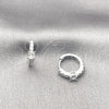 Rhodium Gold Filled Huggie Hoop, Cluster Design, with White Cubic Zirconia, Polished, Rhodium Finish, 02.266.0100.15