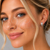 Rhodium Gold Filled Huggie Hoop, Greek Key Design, with White Micro Pave, Polished, Rhodium Finish, 02.266.0102.15