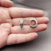 Rhodium Gold Filled Huggie Hoop, Greek Key Design, with White Micro Pave, Polished, Rhodium Finish, 02.266.0102.15
