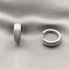 Rhodium Gold Filled Huggie Hoop, with White Cubic Zirconia, Polished, Rhodium Finish, 02.266.0107.18