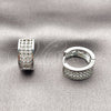 Rhodium Gold Filled Huggie Hoop, with White Cubic Zirconia, Polished, Rhodium Finish, 02.266.0108.16