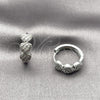 Rhodium Gold Filled Huggie Hoop, Heart Design, with White Micro Pave, Polished, Rhodium Finish, 02.266.0110.20