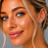 Rhodium Gold Filled Huggie Hoop, Puff Mariner Design, with White Micro Pave, Polished, Rhodium Finish, 02.266.0111.20