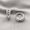 Rhodium Gold Filled Huggie Hoop, Puff Mariner Design, with White Micro Pave, Polished, Rhodium Finish, 02.266.0111.20