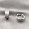 Rhodium Gold Filled Huggie Hoop, with White Cubic Zirconia, Polished, Rhodium Finish, 02.266.0067.1.18