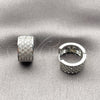 Rhodium Gold Filled Huggie Hoop, with White Cubic Zirconia, Polished, Rhodium Finish, 02.266.0075.1.15