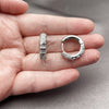 Rhodium Gold Filled Huggie Hoop, Baguette Design, with White Cubic Zirconia, Polished, Rhodium Finish, 02.266.0085.1.20