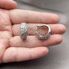 Rhodium Gold Filled Huggie Hoop, with White Micro Pave, Polished, Rhodium Finish, 02.266.0112.18