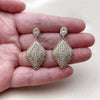 Oro Laminado Dangle Earring, Gold Filled Style with White Cubic Zirconia, Polished, Golden Finish, 02.266.0115