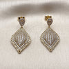 Oro Laminado Dangle Earring, Gold Filled Style with White Cubic Zirconia, Polished, Golden Finish, 02.266.0115