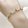 Oro Laminado Fancy Bracelet, Gold Filled Style Butterfly Design, with White Cubic Zirconia, Polished, Golden Finish, 03.266.0080.08 (07 MM Thickness, 8 Inches Length)