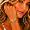 Oro Laminado Fancy Bracelet, Gold Filled Style Butterfly Design, with White Cubic Zirconia, Polished, Golden Finish, 03.266.0085.08 (Thickness, 8 Inches Length)