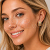 Oro Laminado Small Hoop, Gold Filled Style with White Cubic Zirconia, Polished, Golden Finish, 02.60.0176.16