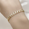 Oro Laminado Basic Bracelet, Gold Filled Style Pave Cuban Design, Polished, Golden Finish, 04.213.0119.07 (06 MM Thickness, 8 Inches Length)